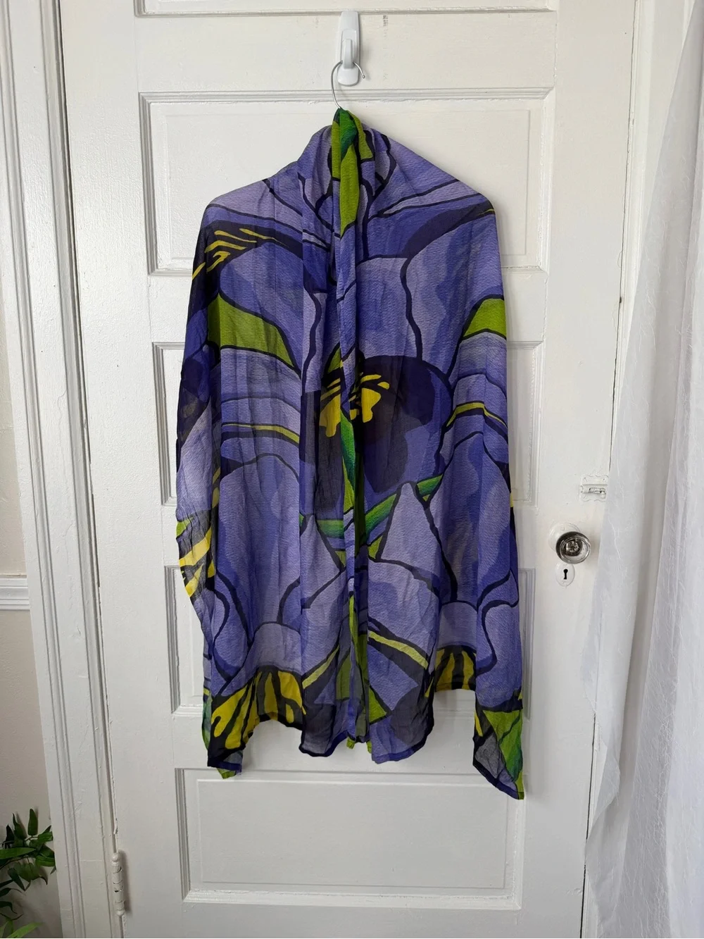 Vida Art Lightweight Modal Purple Abstract Iris Floral Print Scarf Wrap Festival